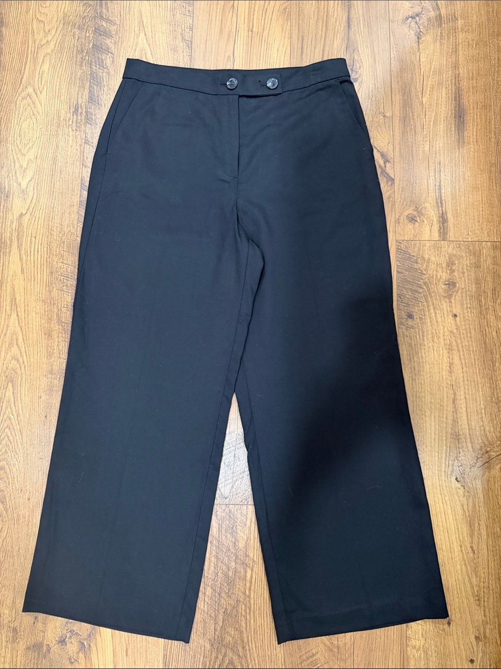 LOFT Black Wide-Leg Crop Trousers